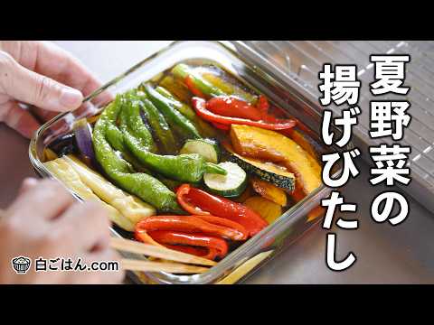 夏野菜の揚げびたし/晩ごはんやおつまみ、素麺に添えたりも！便利な常備菜です