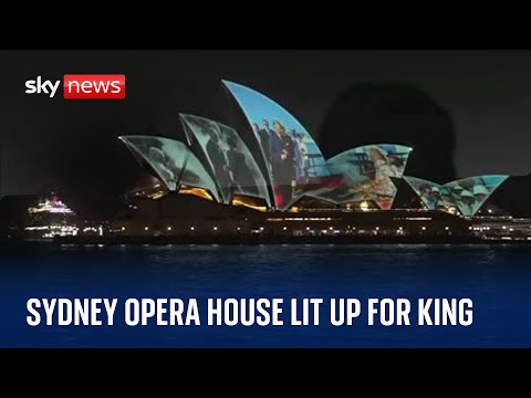 Sydney Opera House lights up for King and Queen's arrival in Australia
