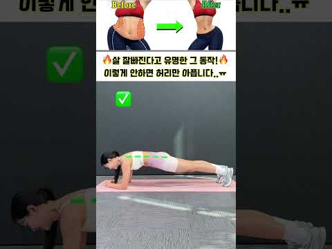 의외로 정말 많이 틀리는 이 동작! 이렇게 안하면 허리만 아픕니다..⚠️ #흥둥이 #workout #홈트레이닝 #홈트 #뱃살빼기