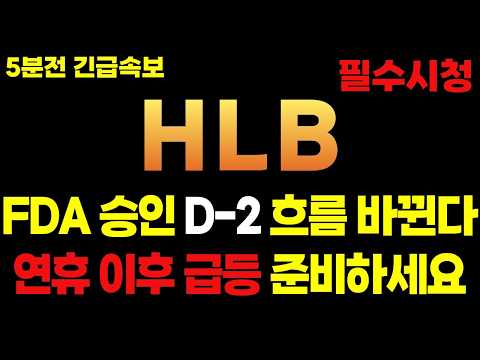 [HLB 주가전망] 5분전 긴급속보! FDA 승인 이틀 남았다 드디어 흐름이 바뀝니다 #hlb대응 #hlb주가전망