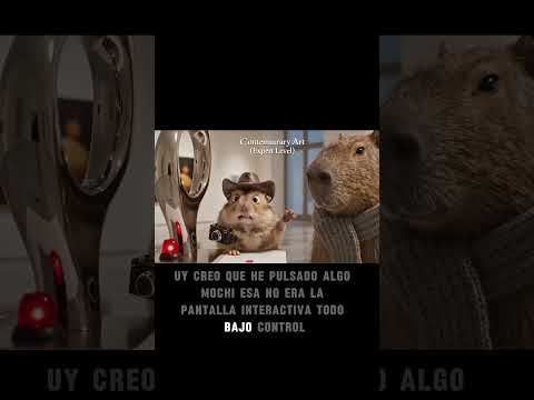 Mochi y Capi en el museo #shorts #viral #hamster #capybara