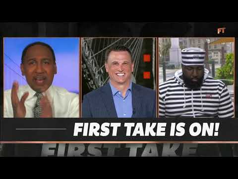 LORD HAVE MERCY! - Stephen A. is thrown off by Perk's Alcatraz-themed outfit | First Take video clip