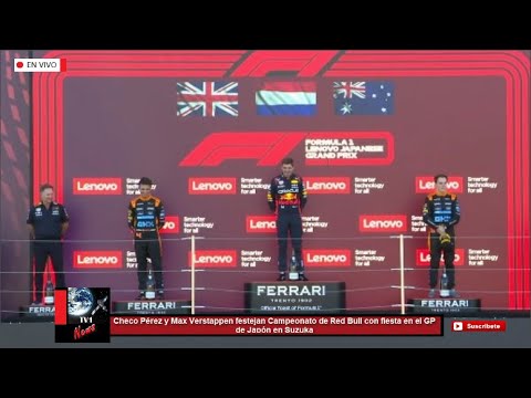 Checo Pérez y Max Verstappen festejan Campeonato de Red Bull con fiesta en el GP de Japón en Suzuka