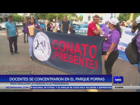 Docentes se concentraron en el Parque Porras para realizar una marcha a la presidencia