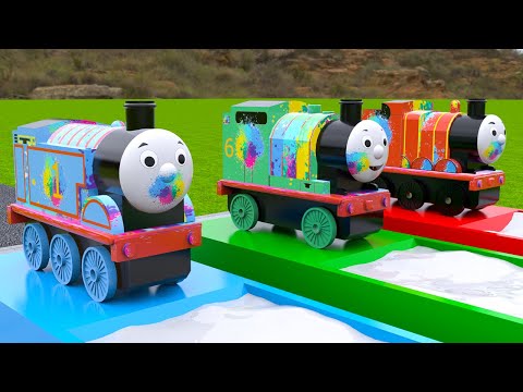 Thomas & Friends Train Toys Playing Happily with Paint and Car Wash Cleaning Time | Kids Video