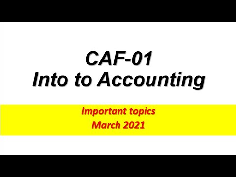 CAF 01 Into to Accounting  important topic for March 2021