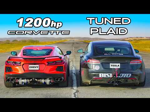 Tesla Model S Plaid vs. Tuned Chevrolet Corvette C8: Electrifying Drag Race Showdown