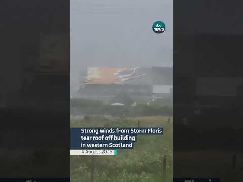 Strong winds from Storm Floris tear roof off building in western Scotland #itvnews