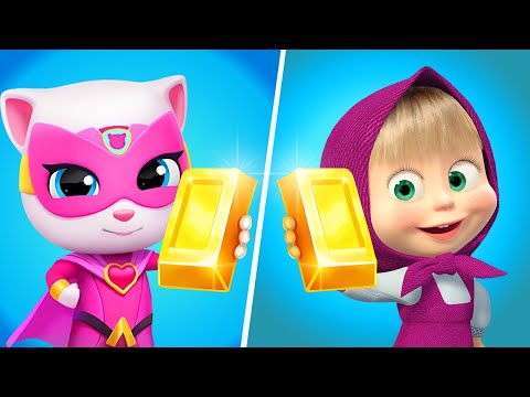 Talking Tom Hero Dash vs Masha And The Bear, My Talking Tom Friends Cat Games, Talking Tom Heroes