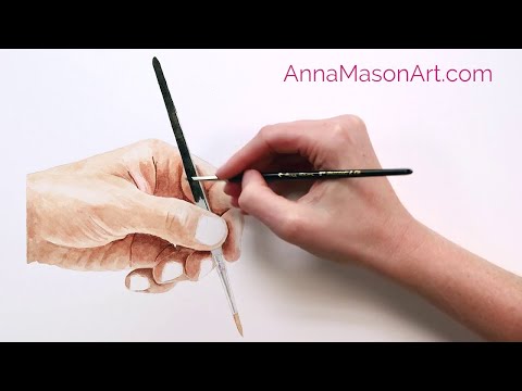 Painting a realistic hand in watercolour - timelapse with Anna Mason