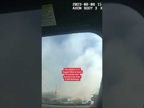 Footage released by Maui Police shows officers evacuating people during fire