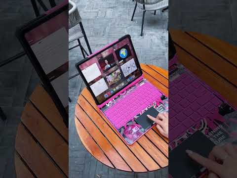 🌸 Neon Pink Glow Keyboard! Spin 360° like a crown for your iPad👑 #iPadKeyboard