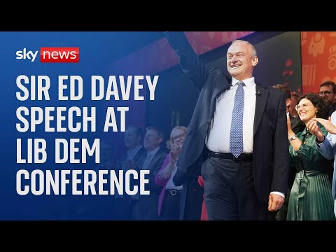 Watch live: Sir Ed Davey delivers keynote speech at Lib Dem conference