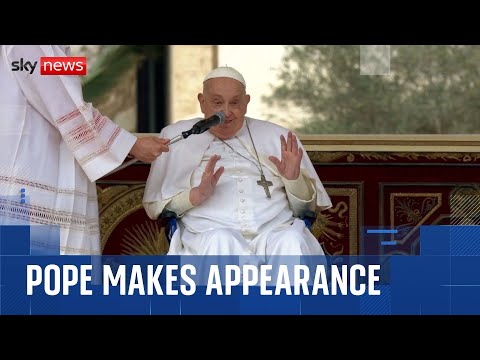 Pope makes appearance in St Peter's Square for Palm Sunday mass