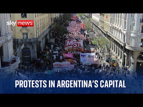 Watch live: Protests take place in Buenos Aires after President Milei's drastic economic measures