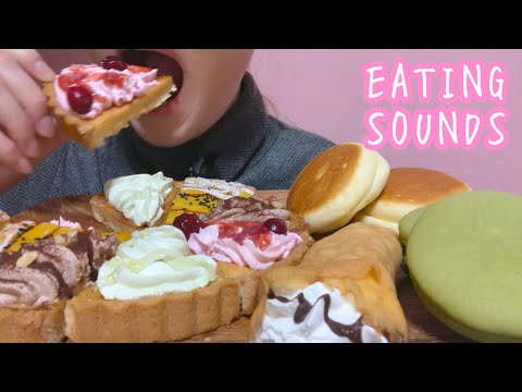 《Eating sounds/咀嚼音》色んなタルト,抹茶マカロン,焼きチーズスフレ,チョコバナナクレープ!