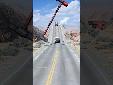 Man trucks giant hammer crash part2243 #automobile #shortvideo #beamngdrive #truck #gaming