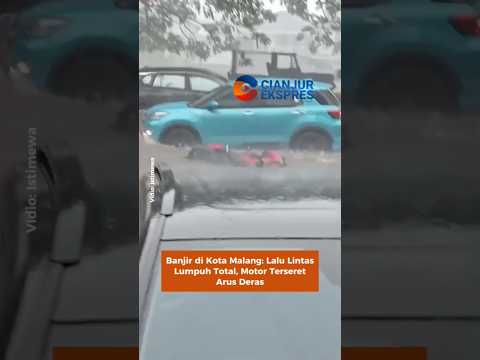 Banjir di Kota Malang: Lalu Lintas Lumpuh Total, Motor Terseret Arus Deras