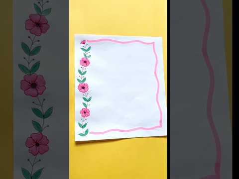 Beautiful Pink Flowers Border Design for school Project #frontpagedesign #frontpage #shorts