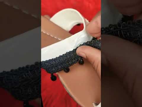 🖤 "Old Chappal Ka New Stylish Look | Black Lace Chappal Design #diy #art#shortvideo#ytshorts