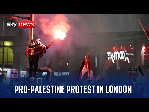 Watch live: Pro-Palestine protest takes place outside Israeli embassy in London
