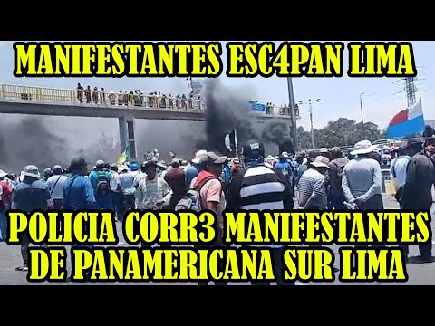 POLICIA DESBLOQUEO PANAMERICANA SUR A LA ALTURA DEL PUENTE ALIPIO PONCE EN VILLA SALVADOR DE LIMA