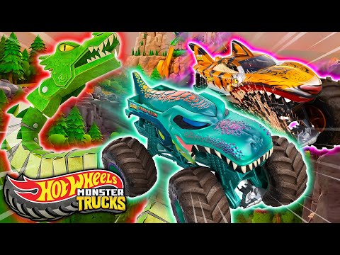 It's Time for Sharks vs. Dinos! | Hot Wheels Monster Trucks