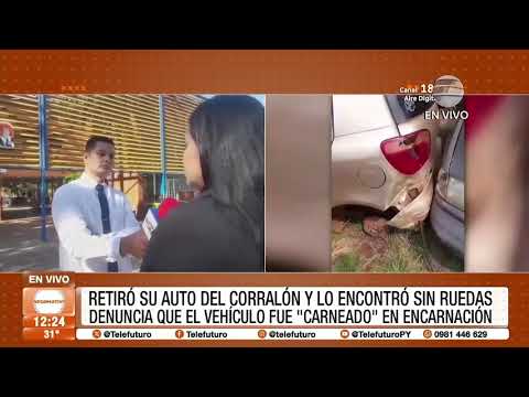 Retiró su auto del corralón y lo encontró sin ruedas