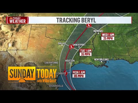 Beryl takes aim at Texas as it's set to strengthen back into hurricane