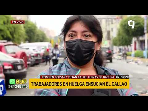 ¡Insólito!: Trabajadores de limpieza en huelga ensucian las calles del Callao (1/2)