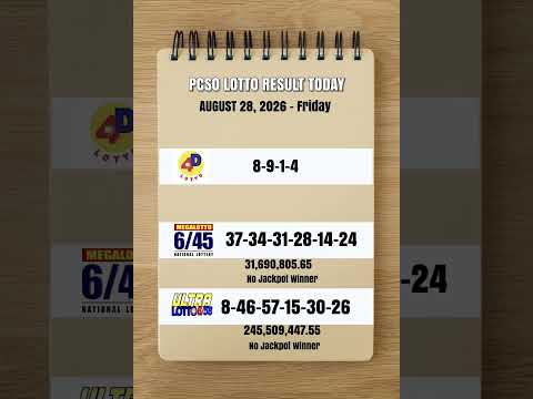 Lotto Result Today 9pm Draw August 28, 2026 PCSO #lottoresulttoday #lotto #9pmlottoresult