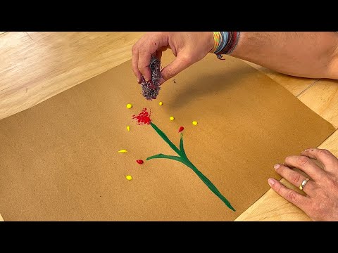 İnanılmaz Teknik! Bulaşık Teliyle Çiçek Bahçesi Çizimi