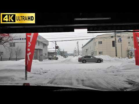 パーラー太陽苗穂店立体駐車場：出口[ 札幌市 4K/30p 車載動画 2023 ドライブ] 三角点通沿い