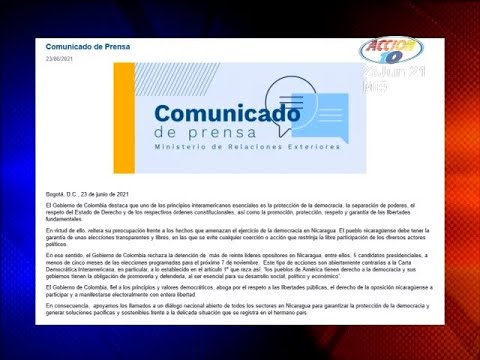 Colombia manifestó su preocupación por la situación política en Nicaragua