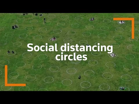 Social distancing circles marked out at San Francisco park