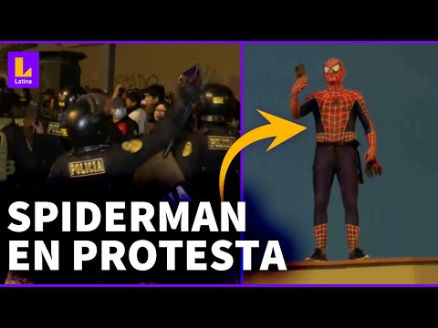 Spiderman en protestas de Perú: Una sorpresiva aparición en las marchas del Centro de Lima