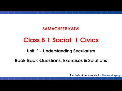 Understanding Secularism Exercises | Unit 1  | Class 8 | Civics | Social | Samacheer Kalvi