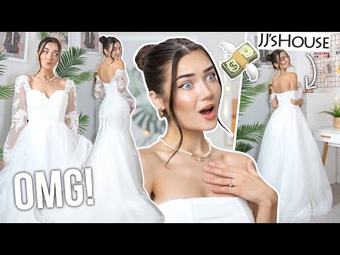Video: TRYING ON JJ'S HOUSE WEDDING DRESSES... *Most Beautiful Dresses Ever*