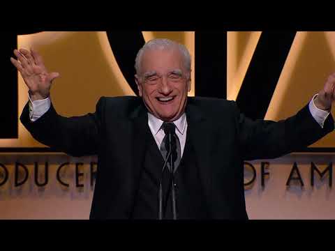 PGA Awards: Martin Scorsese accepts the David O. Selznick Achievement
Award from Guillermo del Toro