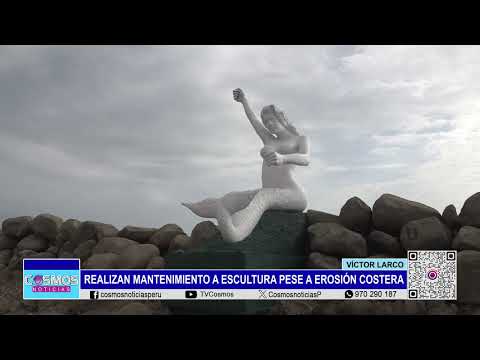 Víctor Larco: realizan mantenimiento a escultura pese a erosión costera