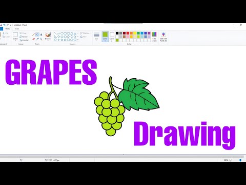 GRAPES 🍇 Drawing In MS Paint | How To Draw Fruit  अंगूर का चित्र कैसे बनाये कंप्यूटर मे।Art Holidays