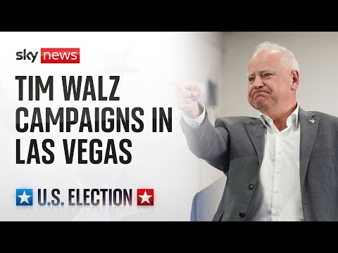 Watch live: Vice Presidential nominee Tim Walz campaigns in Las Vegas
