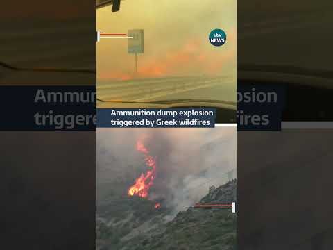 Ammunition dump explosion triggered by Greek wildfires #greece #europe #wildfire #travel #climate