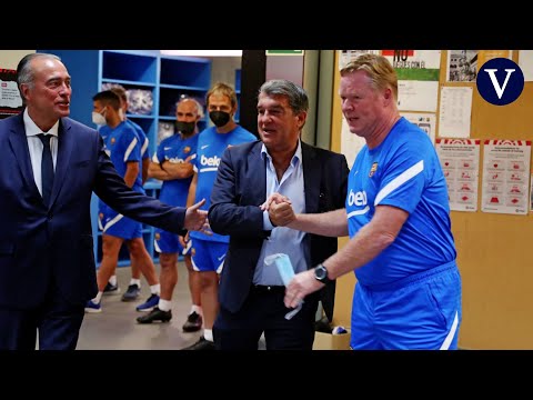 Laporta visita a la plantilla del Barça