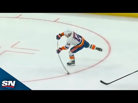 Bo Horvat wires one past Joonas Korpisalo on Islanders first shot