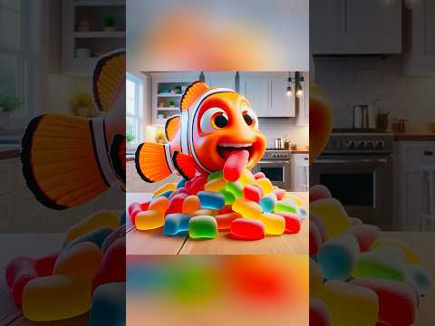 The little goldfish 🌕ate jelly and turned into a jelly fish 🐟 #funny #viral #short #cute
