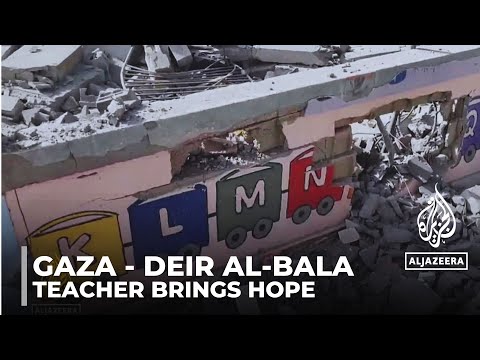 Teacher brings hope and poetry to Children amidst Israeli shelling in Deir al-Bala