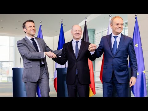 À Berlin, Macron, Tusk et Scholz se disent «unis» sur l'Ukraine après de vives tension