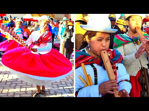 Hermosa TARQUEADA y SIKU por Centro Cultural Taqui Acllas en el aniversario de Santiago de Callapa