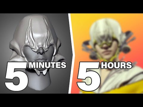 I created a futuristic helmet in 3D - Zbrush & Cinema4D 3D modeling timelapse